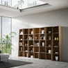 Estantería de pared para sala de estar diseño moderno con compartimentos en madera de nogal Trek 7 Venta