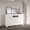 Aparador de 3 puertas diseño moderno con vidrio ahumado 130x40x81 Riflesso Venta