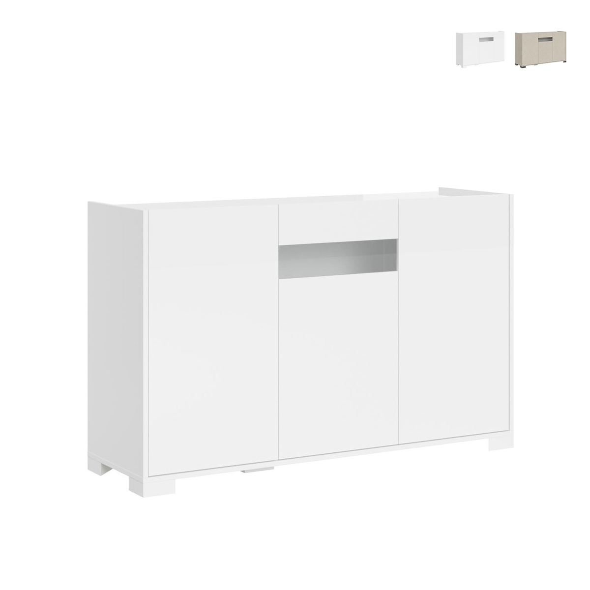 Aparador de 3 puertas diseño moderno con vidrio ahumado 130x40x81 Riflesso