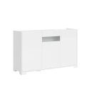 Aparador de 3 puertas diseño moderno con vidrio ahumado 130x40x81 Riflesso Descueto