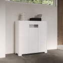 Aparador alto 3 puertas ahorraespacio 103x35x110 vidrio ahumado moderno Riflesso Venta
