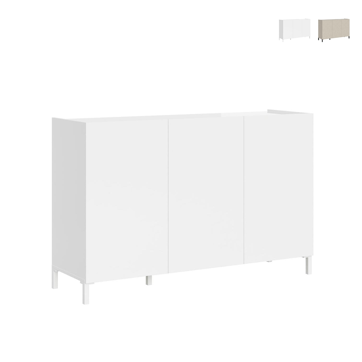 Aparador minimalista de 3 puertas para salón, comedor o recibidor 130x40x84 Solaria