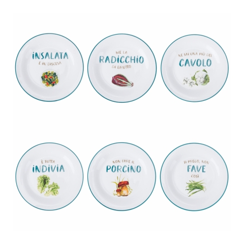 Juego de 6 platos de acompañamiento de porcelana diseño surtido Le Travisate Promoción