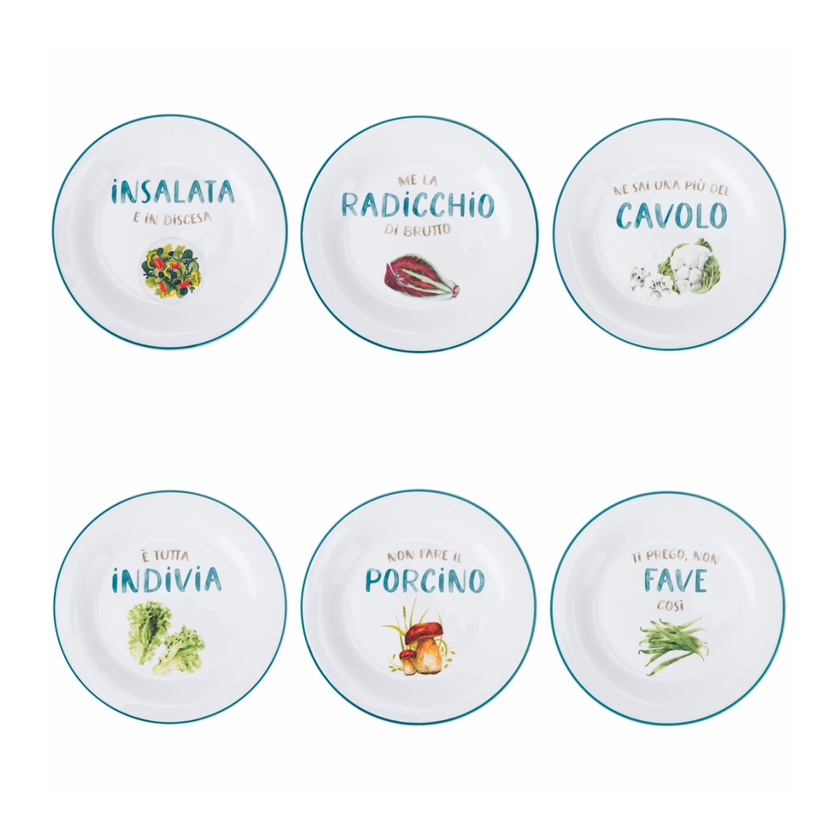 Juego de 6 platos de acompañamiento de porcelana diseño surtido Le Travisate Promoción
