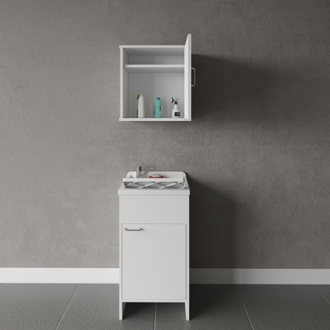 Composición para lavandería con mueble con puerta y armario suspendido Negrari COMP 1 Promoción
