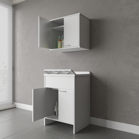 Conjunto de lavandería con mueble y armario aéreo de 2 puertas COMP 2 Negrari Promoción
