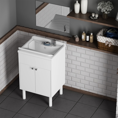 Conjunto de lavabo móvil con espejo brillo fino 60x45cm Negrari COMP 4 Promoción