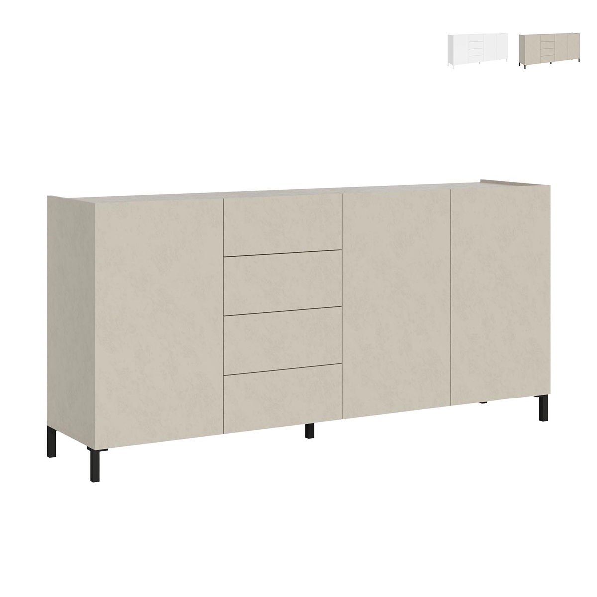 Aparador 3 puertas y 4 cajones diseño minimalista moderno 174x40x84 Solaria