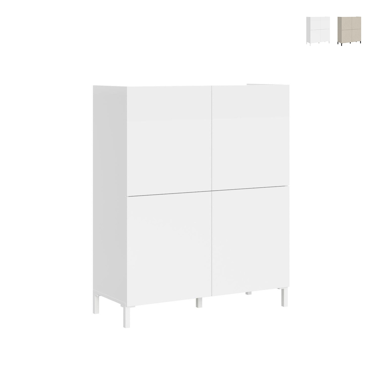 Aparador alto ahorra espacio 4 puertas diseño minimalista moderno 90x35x110 Solaria