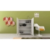 Aparador alto ahorra espacio 4 puertas diseño minimalista moderno 90x35x110 Solaria Stock