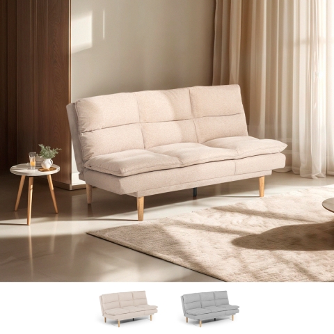 Sofá cama clic clac de 2 plazas de tela con respaldo reclinable Livra Promoción