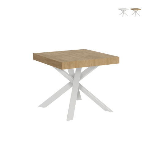 Mesa extensible cuadrada patas cruzadas 8 personas 90×90-194 Clerk Promoción