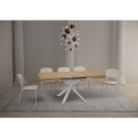 Mesa extensible cuadrada patas cruzadas 8 personas 90×90-194 Clerk Stock