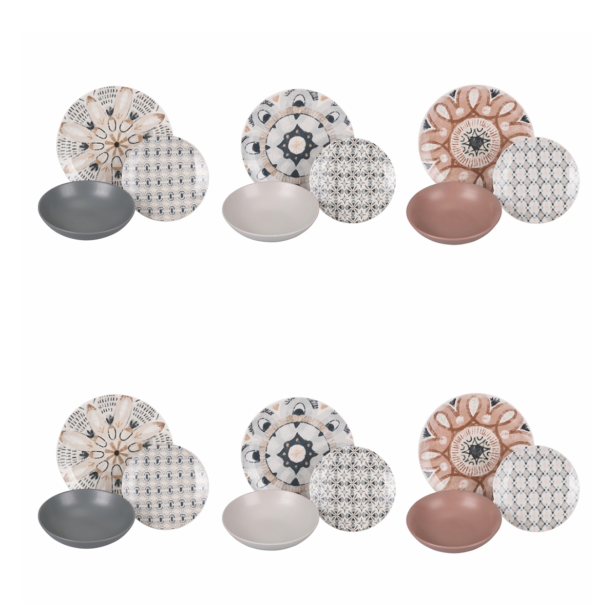 Juego de vajilla 18 piezas de porcelana estilo boho Bohémienne Promoción