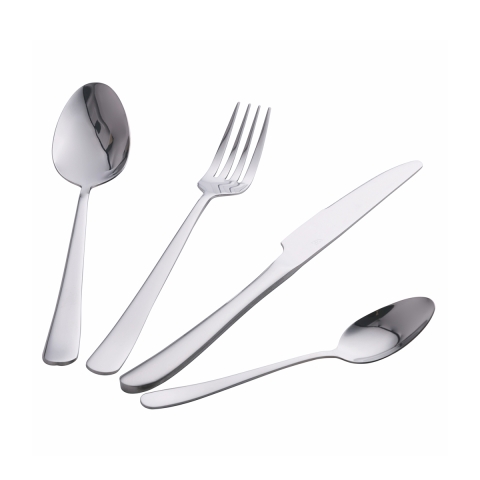 Juego de cubiertos de 24 piezas acero inoxidable plateado brillante Round Promoción