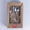 Juego de cubiertos de 24 piezas acero inoxidable plateado brillante Round Rebajas