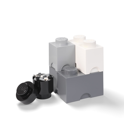 Set 4 contenedores negro blanco gris claro LEGO Storage Brick Multi Pack Promoción