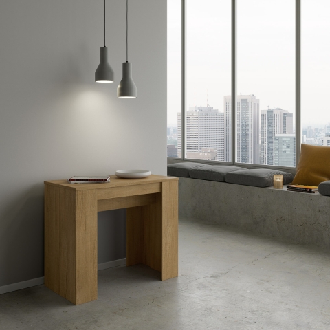 Consola extensible madera natural para entrada y salón 90x48-308 Basic Promoción