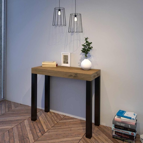 Consola extensible de madera estilo industrial 90x40-196 Everyday Small Promoción