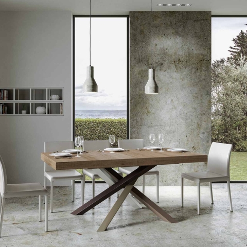Mesa extensible moderna patas cruzadas madera 90x180-440 Volantis Promoción