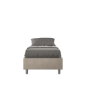 Cama individual 90x190 cm tapizada en tela beige con somier Azelia Venta