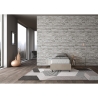 Cama individual 90x190 cm tapizada en tela beige con somier Azelia Rebajas