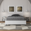 Cama de una plaza y media 120x200 de madera blanca con somier Nuamo Promoción