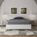 Cama de una plaza y media 120x200 de madera blanca con somier Nuamo Promoción
