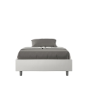 Cama doble tipo francés con almacenamiento 140x190 en piel sintética blanca Azelia Venta
