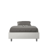 Cama doble tipo francés con almacenamiento 140x190 en piel sintética blanca Azelia Venta