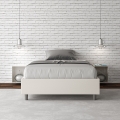 Cama doble tipo francés con almacenamiento 140x190 en piel sintética blanca Azelia Promoción