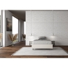 Cama doble tipo francés con almacenamiento 140x190 en piel sintética blanca Azelia Oferta