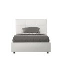 Cama francesa 140x190 polipiel blanca con cajón cabecero Mika Venta