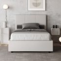 Cama francesa 140x190 polipiel blanca con cajón cabecero Mika Promoción