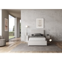Cama francesa 140x190 polipiel blanca con cajón cabecero Mika Oferta