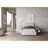 Cama francesa 140x190 polipiel blanca con cajón cabecero Mika Oferta