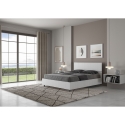 Cama doble francesa 140x190 cabecero recto madera blanca Demas Oferta