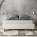 Cama matrimonial acolchada de piel sintética blanca 160x190 Azelia Promoción