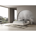 Cama matrimonial acolchada de piel sintética blanca 160x190 Azelia Oferta