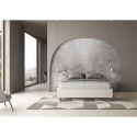 Cama matrimonial acolchada de piel sintética blanca 160x190 Azelia Rebajas