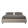 Cama matrimonial con almacenamiento 160x190 acolchada tela beige Azelia Venta
