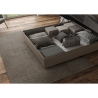 Cama matrimonial con almacenamiento 160x190 en polipiel beige Mika Descueto