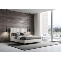 Cama de matrimonio tapizada en piel sintética sin somier 160x190 Agueda Catálogo