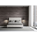 Cama de matrimonio tapizada en piel sintética sin somier 160x190 Agueda Stock