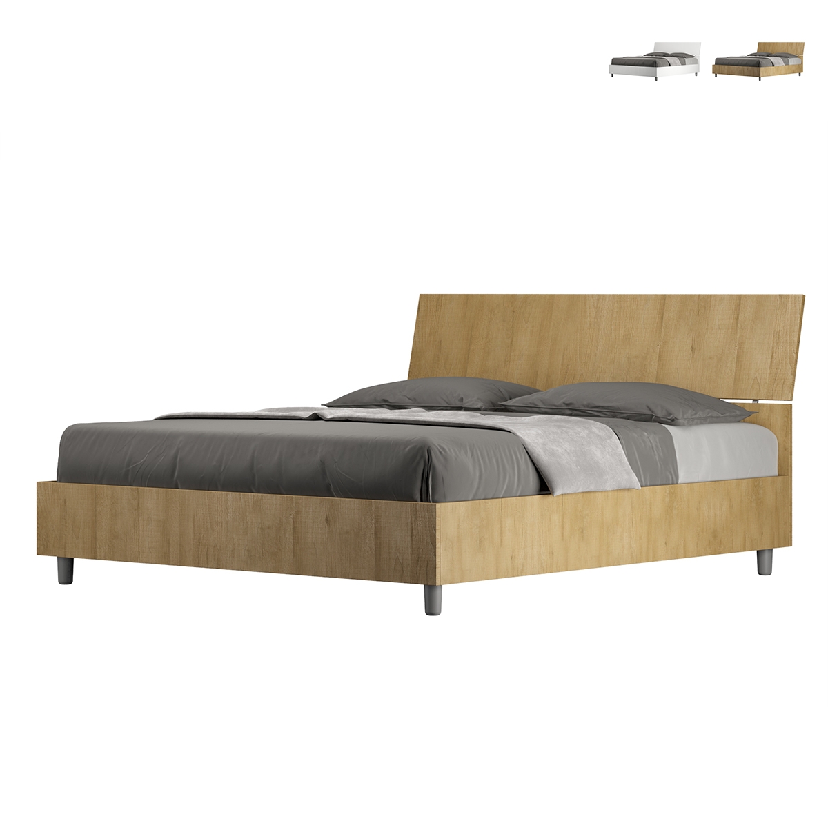 Cama matrimonial 160x190cm sin somier con cabecera inclinada Demas Promoción Cama matrimonial 160x190cm sin somier con cabecera inclinada Demas Promoción