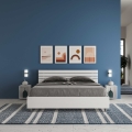Cama matrimonial 160x190cm en madera blanca con somier y cabecera Ankel Promoción