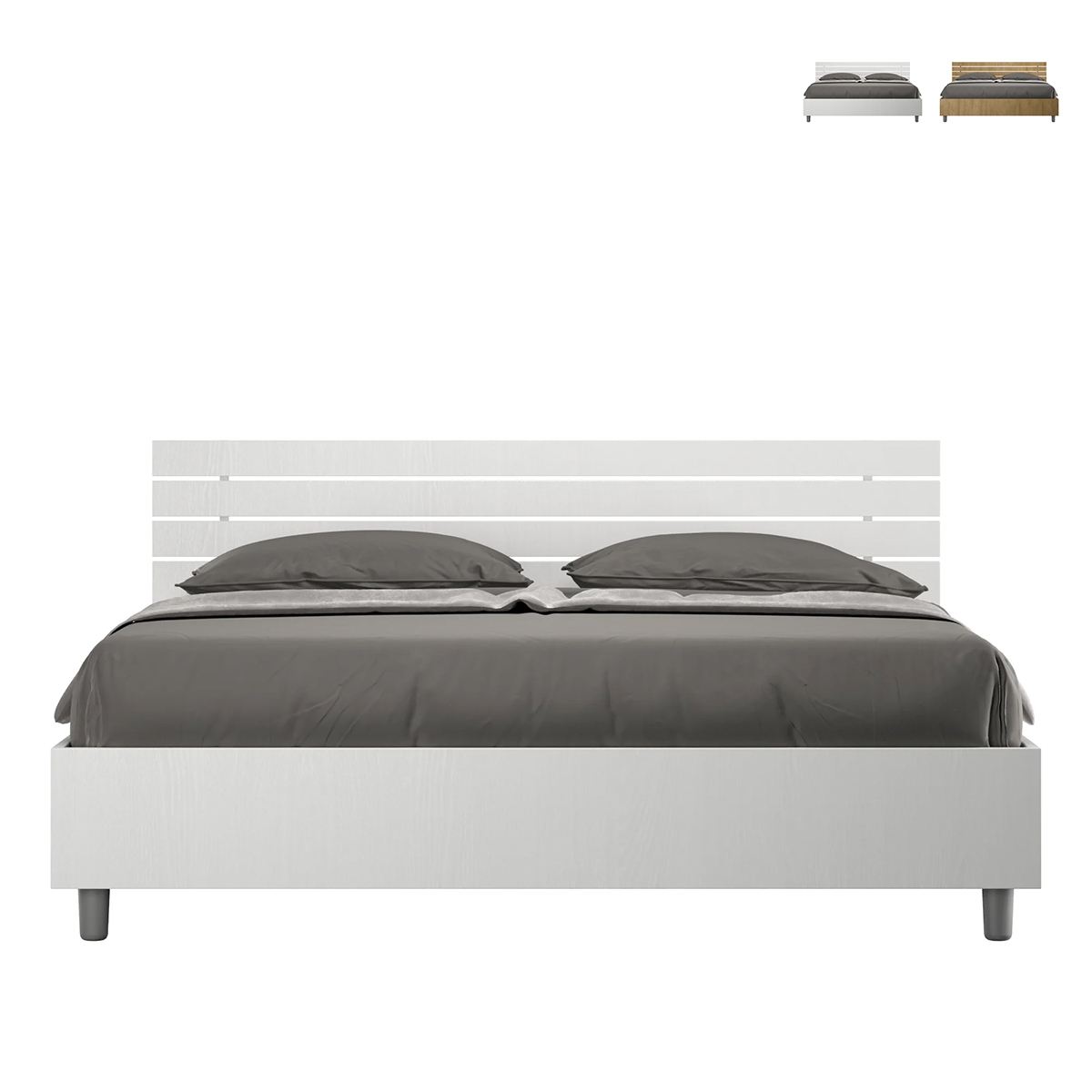Cama matrimonial 160x200 cm con somier contenedor y cabecero inclinado Ankel letto