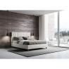 Cama matrimonial 160x200 sin somier con cabecero de piel sintética Agueda Stock