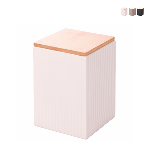 Tarro grande de cocina 10x10x14.5cm en gres con tapa 1080ml Moderno Promoción