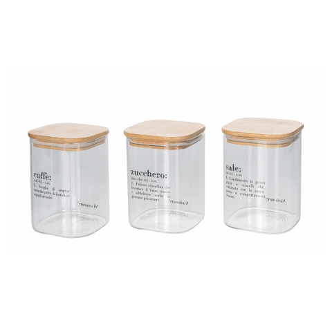 set de 3 tarros de vidrio 10x14cm para café, azúcar y sal Victionary Promoción